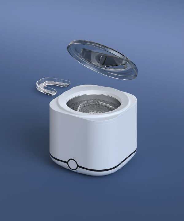 Front view of compact ultrasonic aligner and retainer cleaner