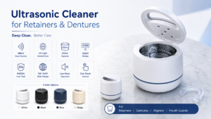 48kHz ultrasonic retainer cleaner with UV light and digital display