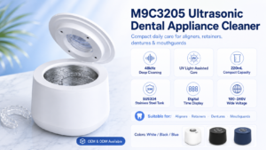 M9C3205 48kHz ultrasonic oral appliance cleaner with UV light and digital display