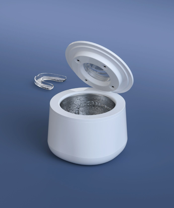 Ultrasonic retainer cleaning machine with open lid and stainless steel tank