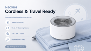 M9C5101 cordless ultrasonic retainer cleaner with 2000mAh rechargeable battery