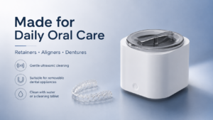 Ultrasonic cleaner for retainers aligners and dentures