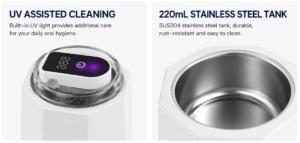 UV assisted cleaning and 220mL stainless steel tank for M9D3202 ultrasonic cleaner