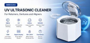 M9D3202 UV ultrasonic cleaner for retainers dentures and aligners