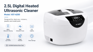 2.5L digital heated ultrasonic cleaner with 40kHz cleaning and degas function