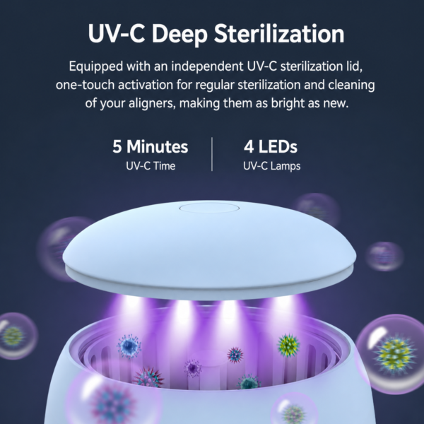 ZX-530 UV-C ultrasonic denture cleaner with four UV-C LEDs