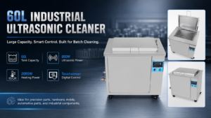 60L industrial ultrasonic cleaner with 900W ultrasonic power and touchscreen control