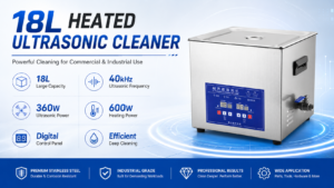 18L heated ultrasonic cleaner with 40kHz frequency and digital control