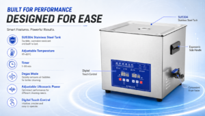 SUS304 ultrasonic cleaner with heating degas and adjustable power