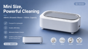 compact 350mL home ultrasonic cleaner with 48kHz cleaning