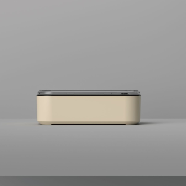 Beige M9B1301 Ultrasonic Cleaner Side View beige M9B1301 compact ultrasonic cleaner side view