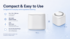 compact ultrasonic retainer cleaner with 114mm countertop design