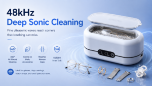 48kHz ultrasonic cleaner for eyeglasses rings and small accessories