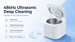 48kHz ultrasonic retainer cleaner for clear aligners and dental appliances