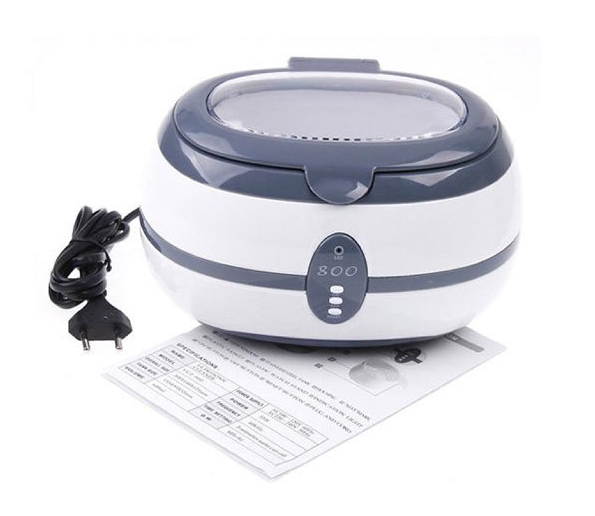 VGT-800 compact ultrasonic cleaner with power cord and manual