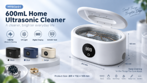 600mL digital home ultrasonic cleaner with UV light and SUS304 tank
