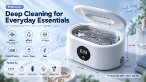48kHz home ultrasonic cleaner for glasses jewelry watch straps and personal items