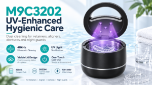 M9C3202 ultrasonic cleaner for retainers aligners dentures and mouthguards