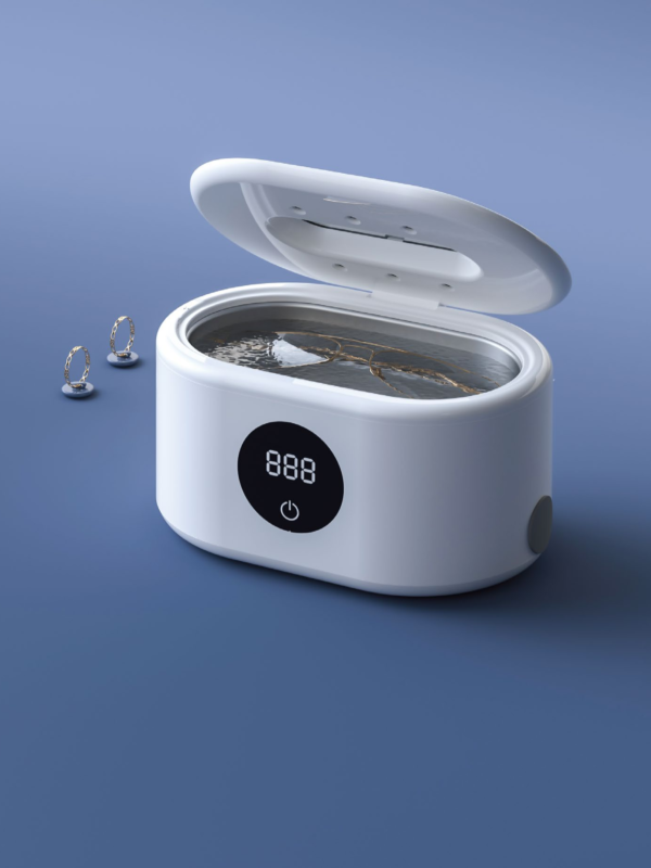 M9B3601 ultrasonic cleaner with open lid cleaning eyeglasses